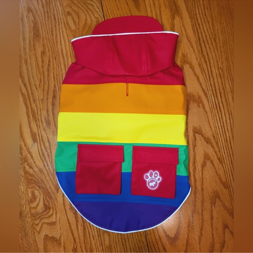 🐾NEW Canada Pooch Rainbow Raincoat sz 14 - Picture 2 of 4